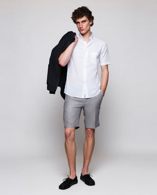 White casual shirt short sleeves geometrical detail
