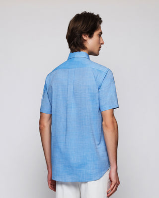 Blue casual shirt short sleeves geometrical detail