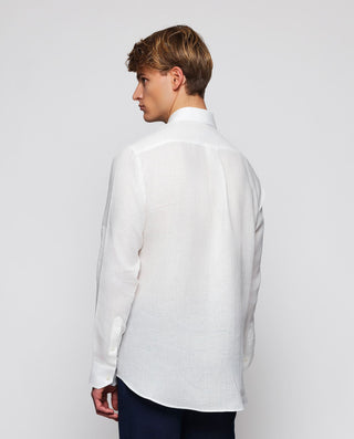 Camisa casual blanca lino prelavado by MIRTO | 07841_0050_3