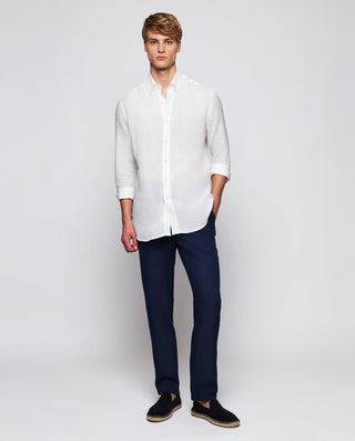 Camisa casual blanca lino prelavado by MIRTO | 07841_0050_4