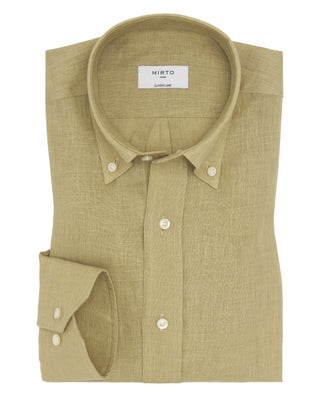 Camisa casual cáqui lino prelavado by MIRTO | 07841_0052_1