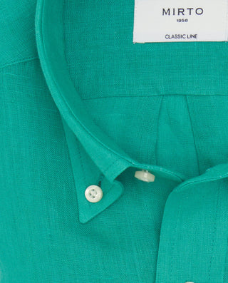 Camisa casual verde lino prelavado by MIRTO | 07841_0054_5