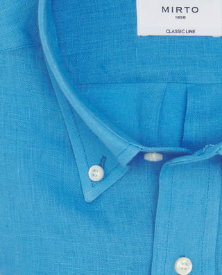 Camisa casual turquesa lino prelavado by MIRTO | 07841_0055_5