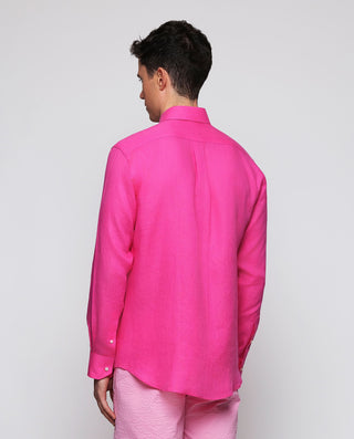 Camisa casual fuscia lino prelavado by MIRTO | 07841_0056_3