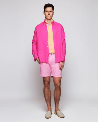 Camisa casual fuscia lino prelavado by MIRTO | 07841_0056_4