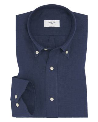 Camisa casual azul marino lino prelavado by MIRTO | 07841_0059_1