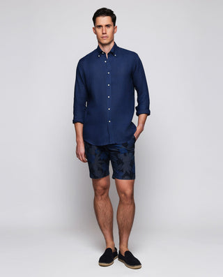 Camisa casual azul marino lino prelavado by MIRTO | 07841_0059_4