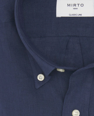 Camisa casual azul marino lino prelavado by MIRTO | 07841_0059_5