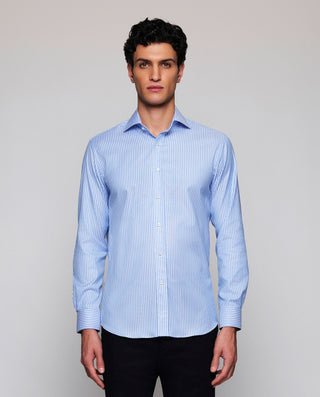 Camisa vestir rayas azules y blancas estructu by M | 07846_0050_2