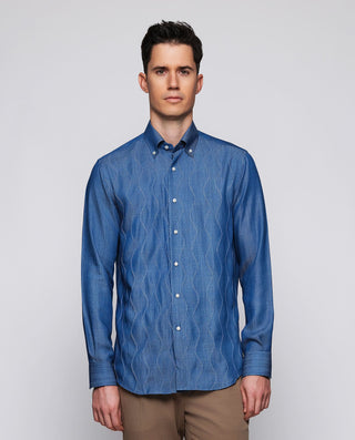 Camisa denim de Lyocell delantero bordado by MIRTO | 07847_0050_2