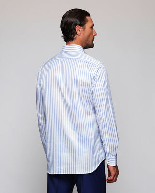 Camisa vestir blanca rayas azules de algodón by MI | 07858_0050_3