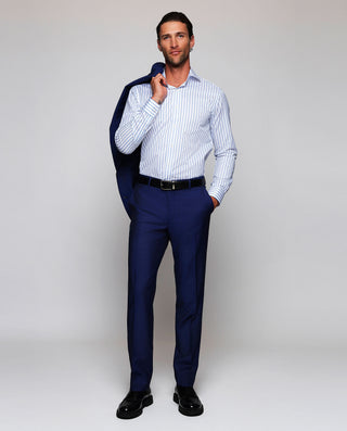 Camisa vestir blanca rayas azules de algodón by MI | 07858_0050_4