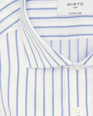 Camisa vestir blanca rayas azules de algodón by MI | 07858_0050_5