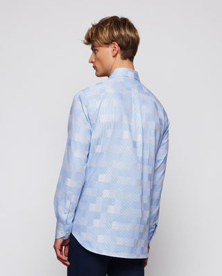 Camisa casual motivo geométrico tonos azules by MI | 07869_0050_3