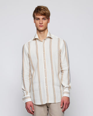 Camisa casual rayas en tonos tierra mezcla de by M | 07900_0050_2