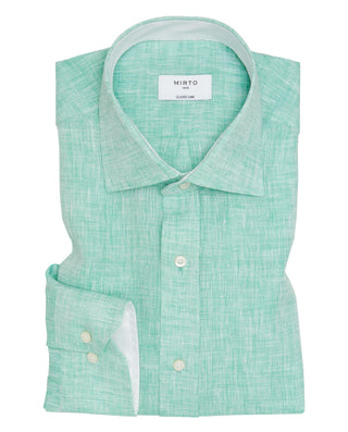 Camisa casual verde de lino by MIRTO | 07902_0052_1