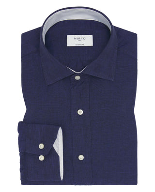 Camisa casual azul marino de lino by MIRTO | 07902_0057_1
