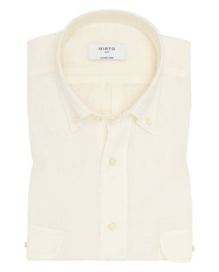 Camisa casual crudo de lino con doble bolsill by M | 07904_0050_1