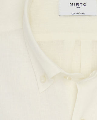 Camisa casual crudo de lino con doble bolsill by M | 07904_0050_5