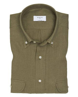 Camisa casual cáqui de lino con doble bolsill by M | 07904_0051_1