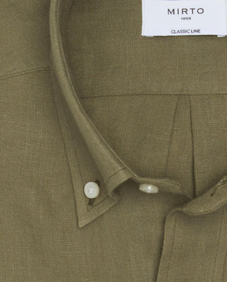 Camisa casual cáqui de lino con doble bolsill by M | 07904_0051_3