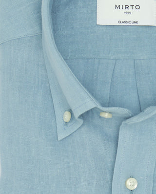 Camisa casual azul de lino con doble bolsillo by M | 07904_0054_5