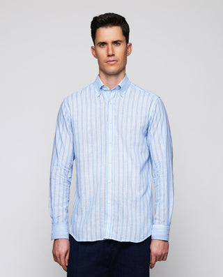 Camisa casual de rayas azul y blanco by MIRTO | 07905_0052_2