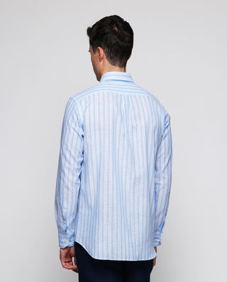 Camisa casual de rayas azul y blanco by MIRTO | 07905_0052_3