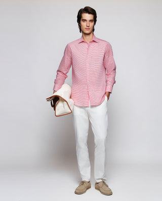 Camisa casual raya horizontal roja y blanca