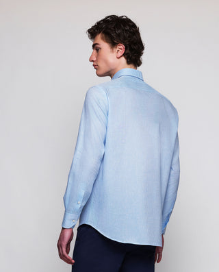 Camisa casual raya horizontal azul y blanca