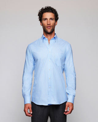 Camisa casual rayas azules estructura espiga by MI | 07908_0050_2