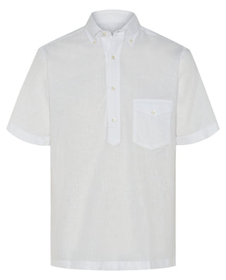 Camisa polera blanca en mezcla de lino