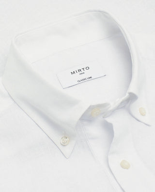 White linen blend polo shirt