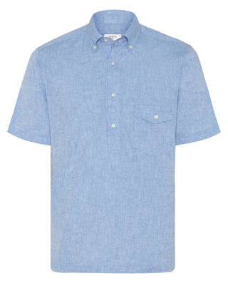 White linen blend polo shirt