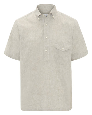 Camisa polera cáqui en mezcla de lino