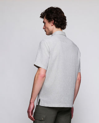 Khaki linen blend polo shirt