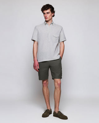 Khaki linen blend polo shirt