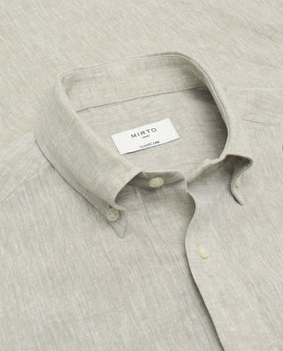 Khaki linen blend polo shirt