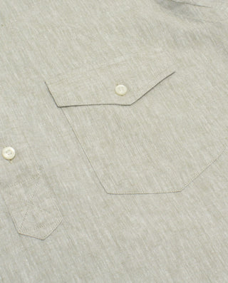 Khaki linen blend polo shirt