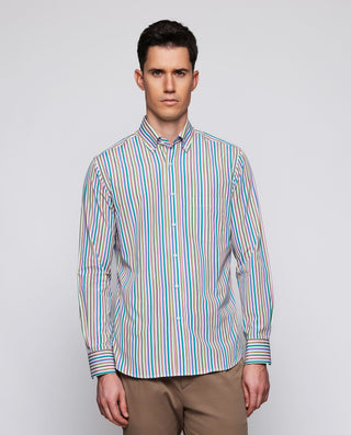 Camisa casual rayas multicolores de popelín by MIR | 07915_0052_2