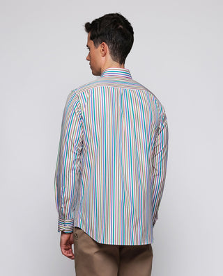 Camisa casual rayas multicolores de popelín by MIR | 07915_0052_3