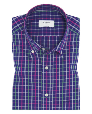 Camisa casual manga corta azul marino cuadros by M | 07923_0050_1