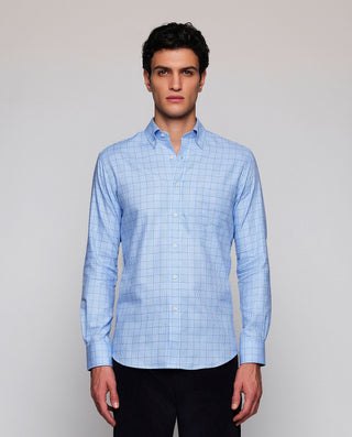 Camisa casual cuadro fantasía en tonos azules by M | 07925_0050_2