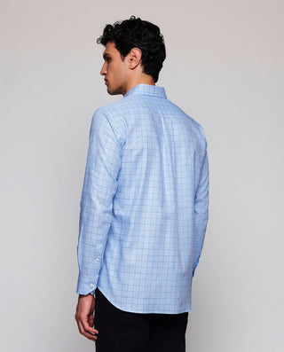 Camisa casual cuadro fantasía en tonos azules by M | 07925_0050_3