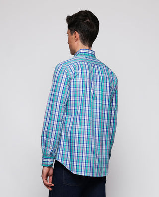 Camisa casual cuadros azules y rosa de popelí by M | 07936_0050_3