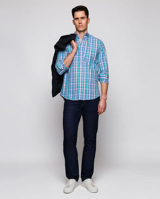 Camisa casual cuadros azules y rosa de popelí by M | 07936_0050_4