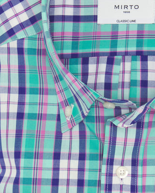 Camisa casual cuadros azules y rosa de popelí by M | 07936_0050_5