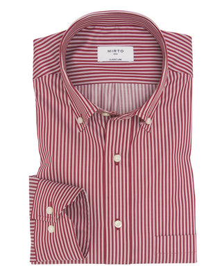 Camisa casual rayas finas rojas y blancas de by MI | 07939_0053_1