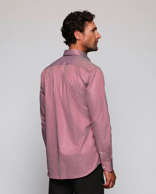 Camisa casual rayas finas rojas y blancas de by MI | 07939_0053_3