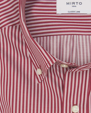 Camisa casual rayas finas rojas y blancas de by MI | 07939_0053_5